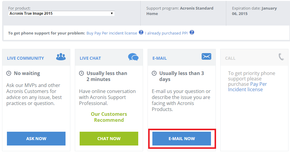acronis true image customer support phone number