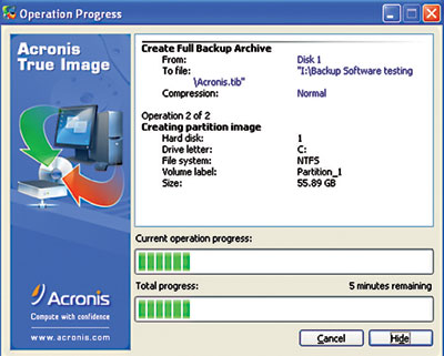 create system image with acronis true image