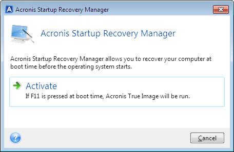 acronis true image 2015 startup recovery manager