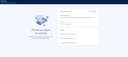 Verification screen for eSignature with option to download