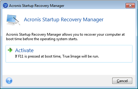 acronis true image 2014 startup recovery manager